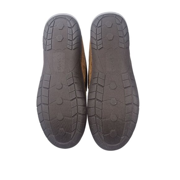 HAGGAR‎ Men's Brown Suede Faux Fur-Lined Moccasin Slippers Size L - Picture 3 of 9